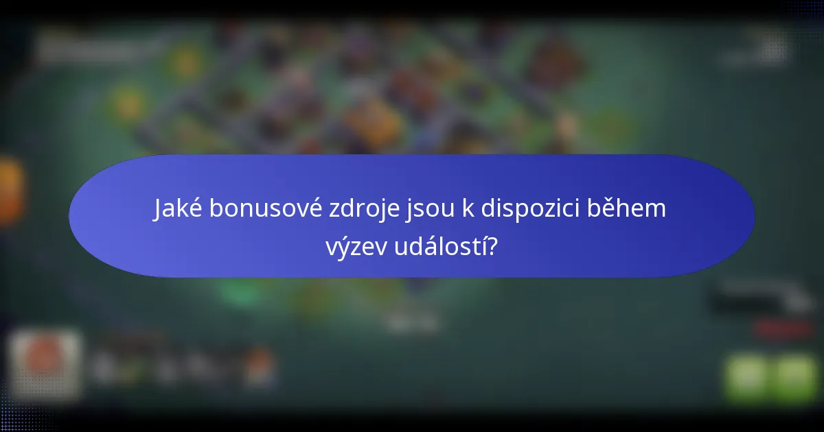 Jaké bonusové zdroje jsou k dispozici během výzev událostí?