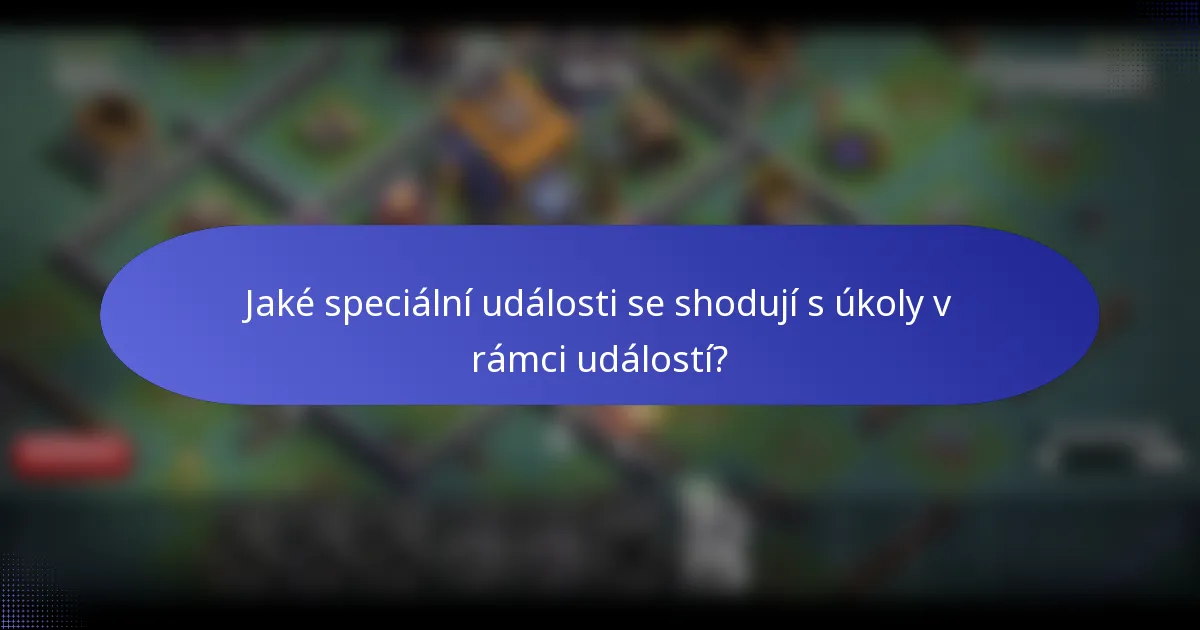 Jaké speciální události se shodují s úkoly v rámci událostí?